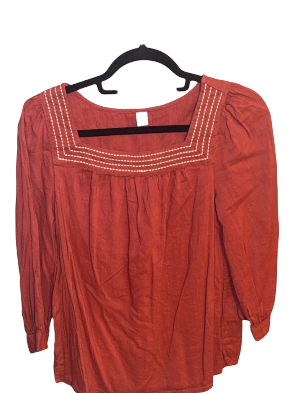Old Navy Rust Square-Neck Peasant Top